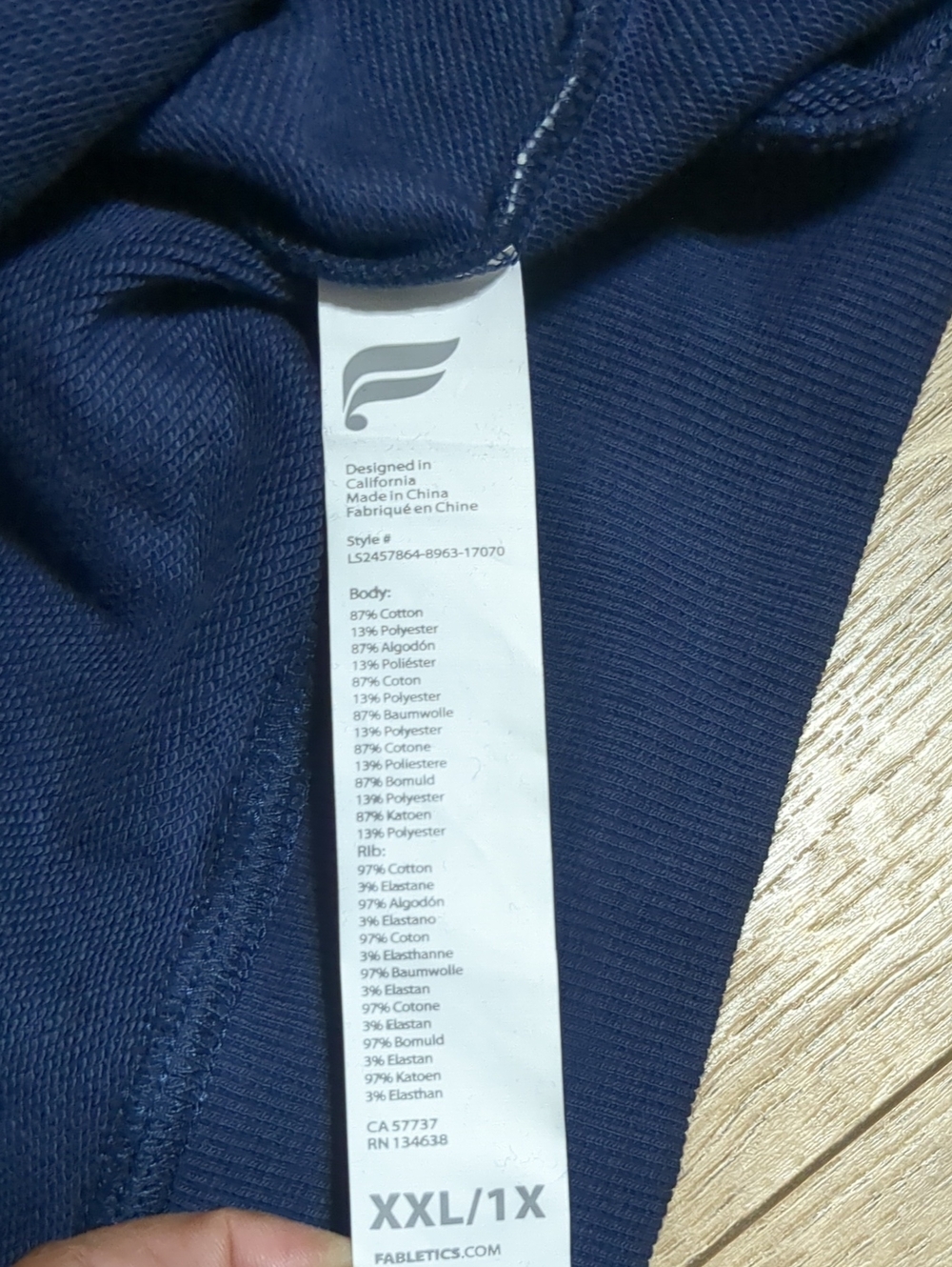 Fabletics Year Round Terry Navy Blue Women's Hoodie Size XXL - Picture 8 of 9